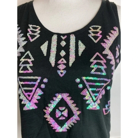 PINK • NWT Black Aztec Sequin Tank - Picture 2 of 4